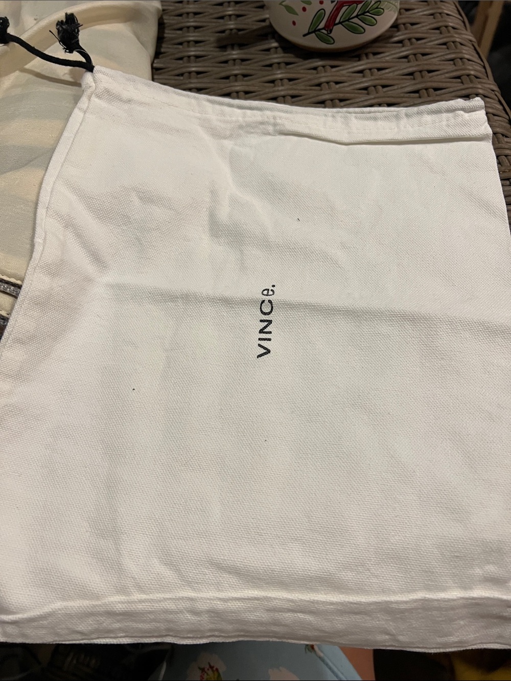 Vince White fabric  Drawstring dustbag